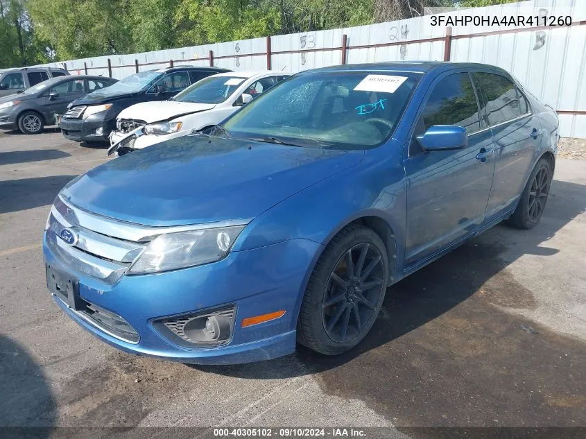 2010 Ford Fusion Se VIN: 3FAHP0HA4AR411260 Lot: 40305102