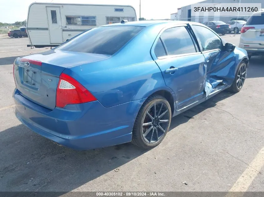 2010 Ford Fusion Se VIN: 3FAHP0HA4AR411260 Lot: 40305102