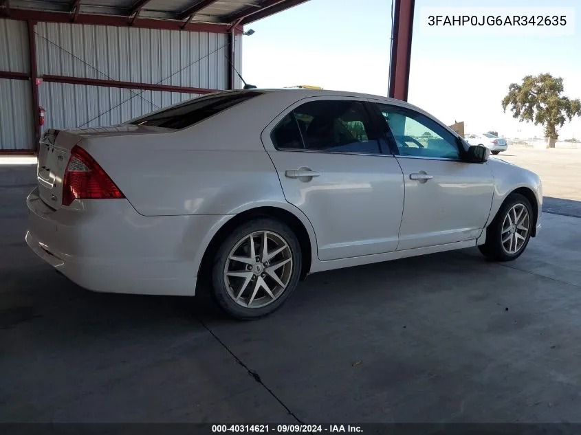 2010 Ford Fusion Sel VIN: 3FAHP0JG6AR342635 Lot: 40314621