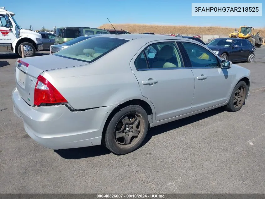 2010 Ford Fusion Se VIN: 3FAHP0HG7AR218525 Lot: 40326007