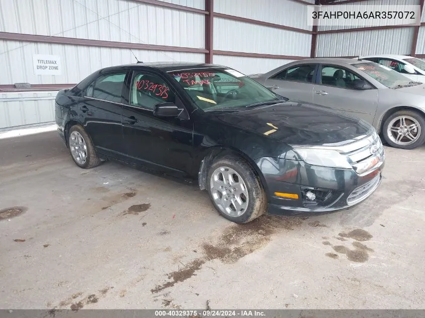 2010 Ford Fusion Se VIN: 3FAHP0HA6AR357072 Lot: 40329375