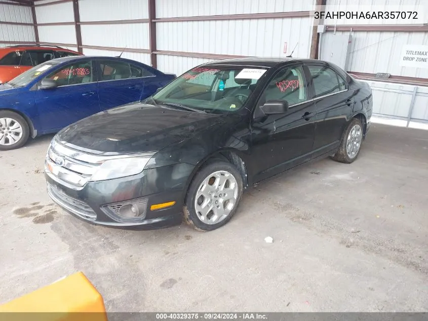 2010 Ford Fusion Se VIN: 3FAHP0HA6AR357072 Lot: 40329375