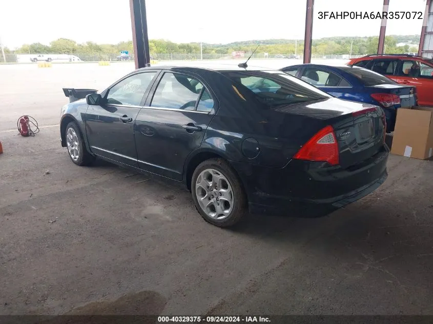 2010 Ford Fusion Se VIN: 3FAHP0HA6AR357072 Lot: 40329375