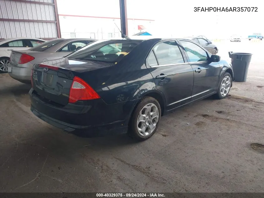 2010 Ford Fusion Se VIN: 3FAHP0HA6AR357072 Lot: 40329375