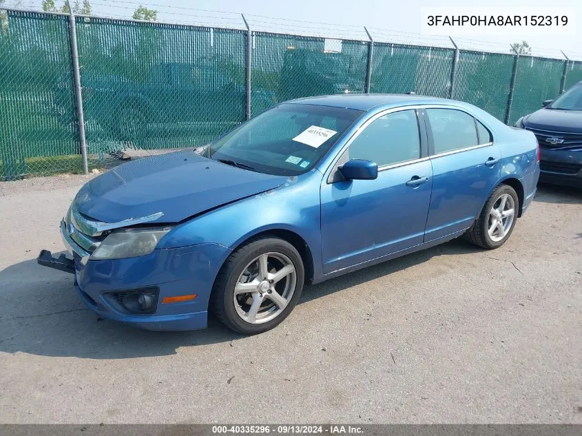 2010 Ford Fusion Se VIN: 3FAHP0HA8AR152319 Lot: 40335296