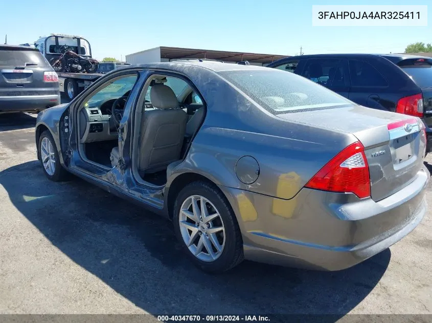 2010 Ford Fusion Sel VIN: 3FAHP0JA4AR325411 Lot: 40347670