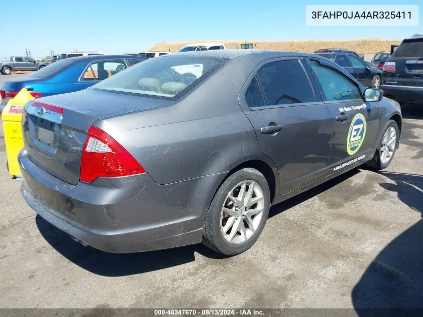 2010 Ford Fusion Sel VIN: 3FAHP0JA4AR325411 Lot: 40347670