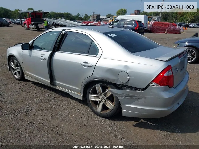 2010 Ford Fusion Sport VIN: 3FAHP0KC3AR111008 Lot: 40355667