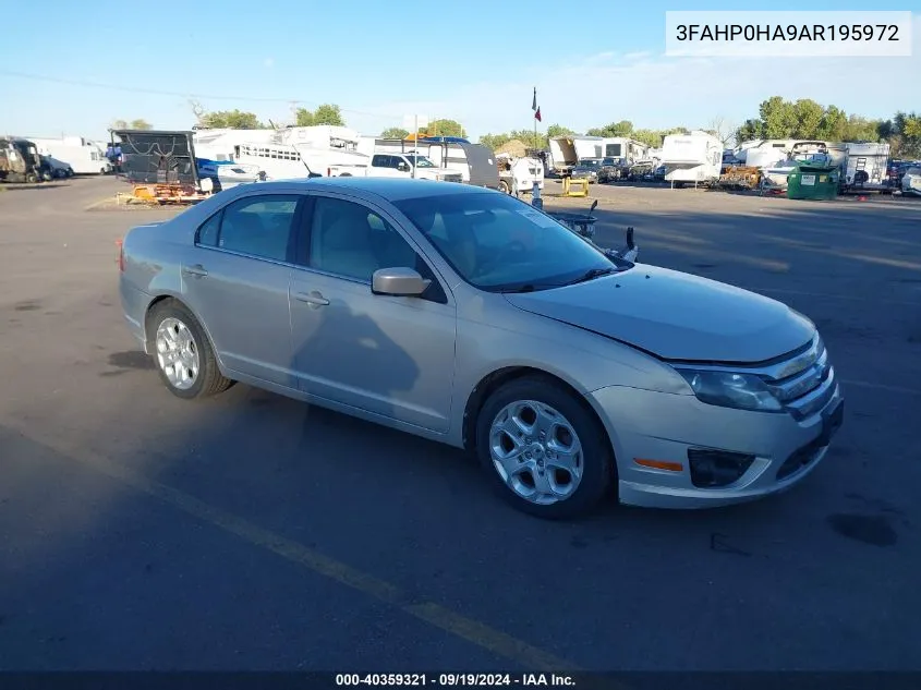 2010 Ford Fusion Se VIN: 3FAHP0HA9AR195972 Lot: 40359321