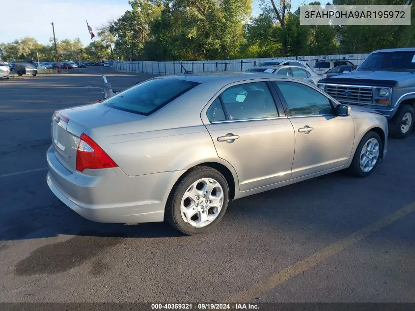 2010 Ford Fusion Se VIN: 3FAHP0HA9AR195972 Lot: 40359321