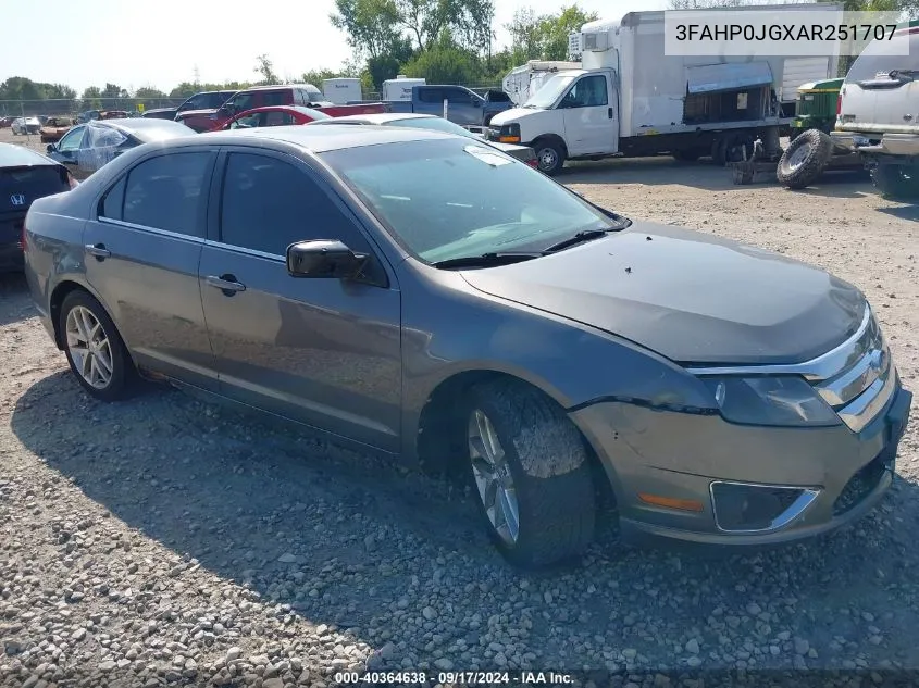 2010 Ford Fusion Sel VIN: 3FAHP0JGXAR251707 Lot: 40364638