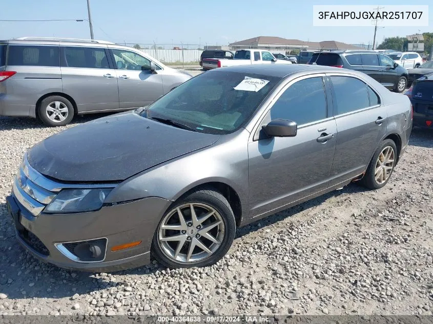 2010 Ford Fusion Sel VIN: 3FAHP0JGXAR251707 Lot: 40364638