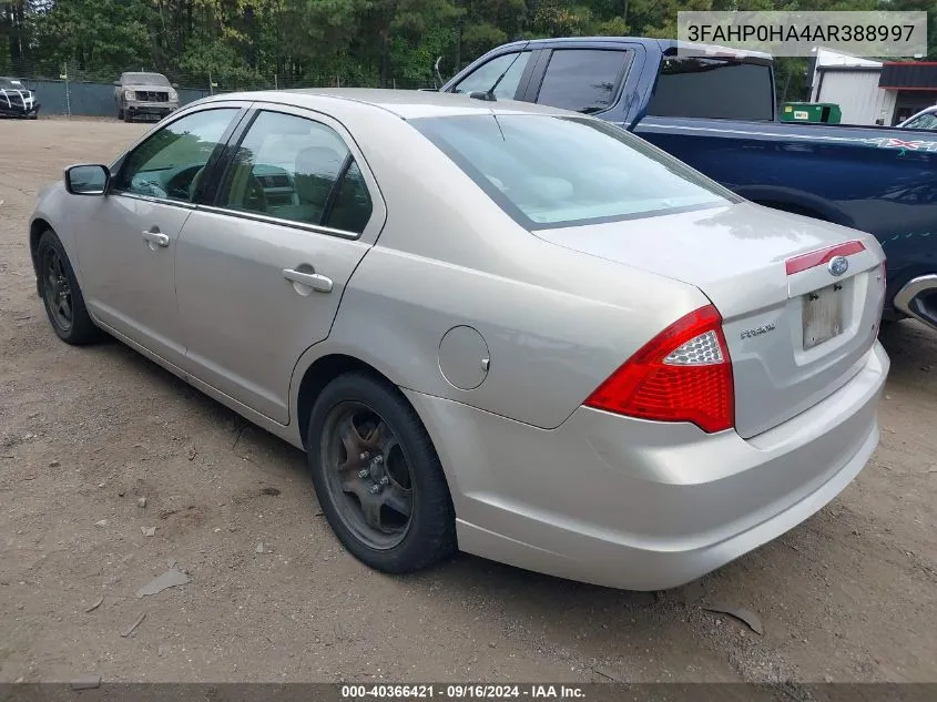 2010 Ford Fusion Se VIN: 3FAHP0HA4AR388997 Lot: 40366421