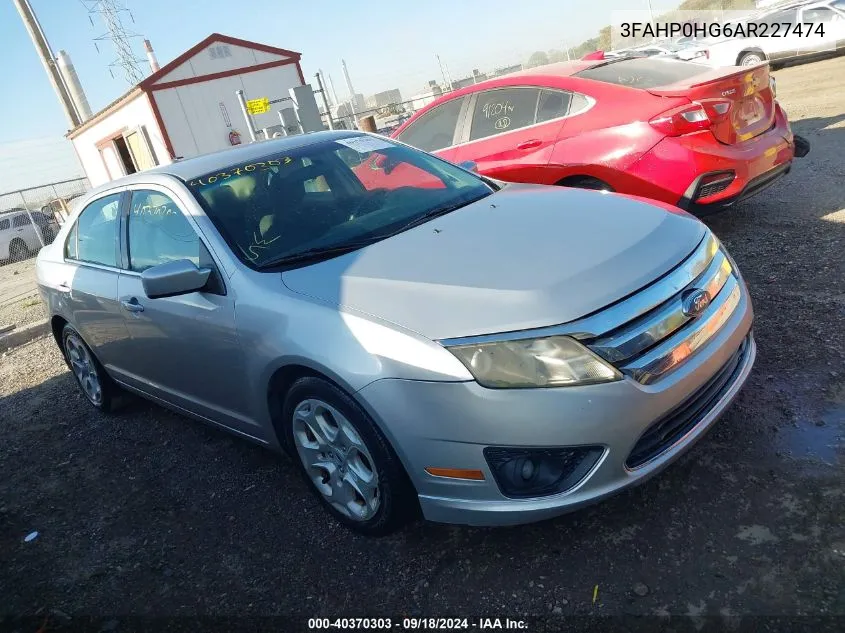 2010 Ford Fusion Se VIN: 3FAHP0HG6AR227474 Lot: 40370303