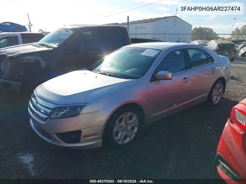 2010 Ford Fusion Se VIN: 3FAHP0HG6AR227474 Lot: 40370303