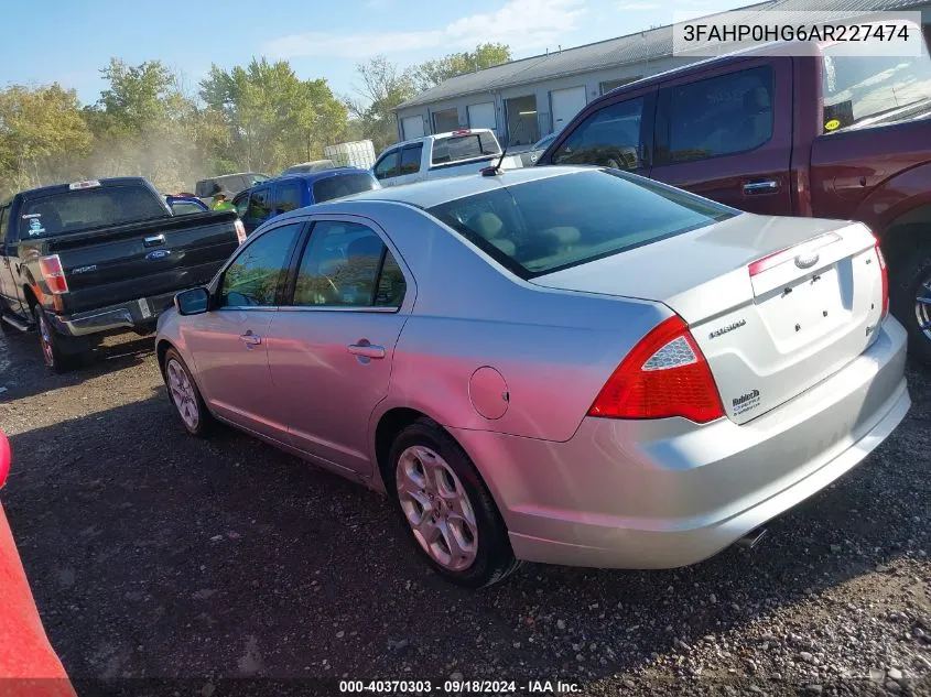 2010 Ford Fusion Se VIN: 3FAHP0HG6AR227474 Lot: 40370303