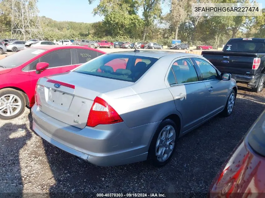 2010 Ford Fusion Se VIN: 3FAHP0HG6AR227474 Lot: 40370303