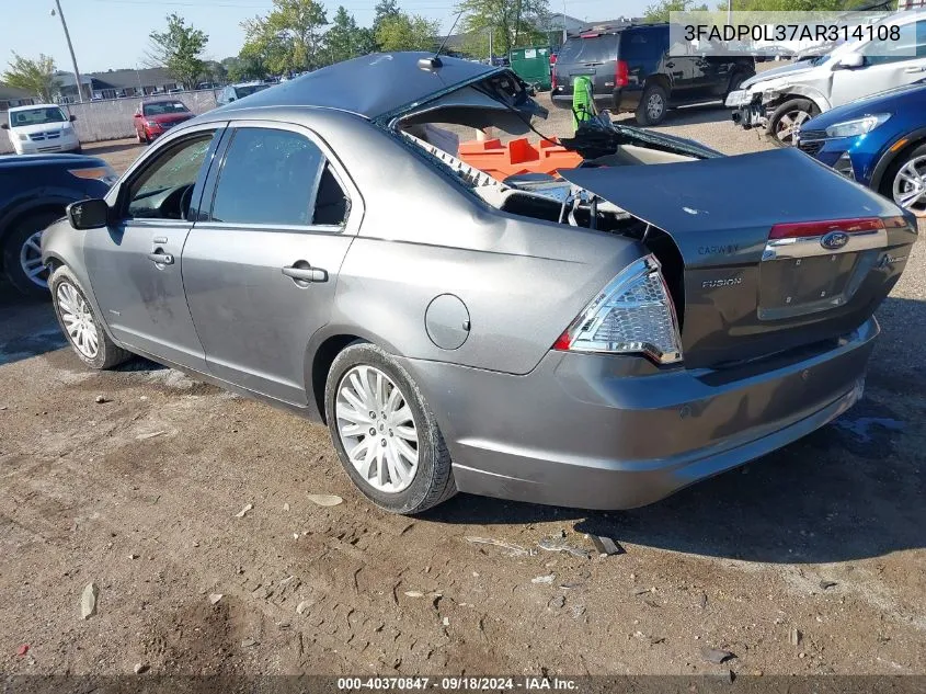 2010 Ford Fusion Hybrid VIN: 3FADP0L37AR314108 Lot: 40370847