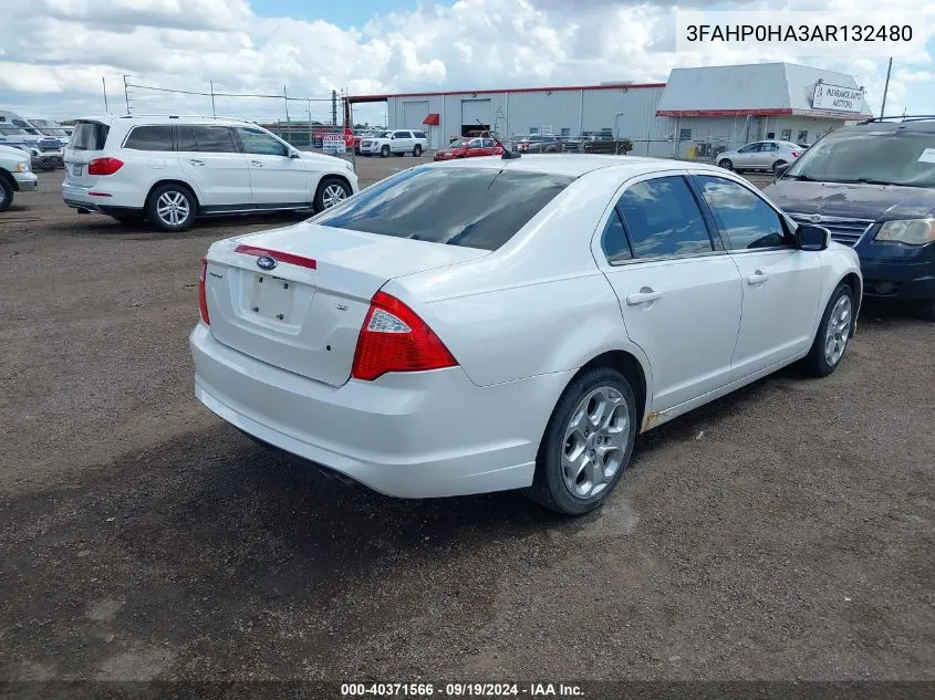 2010 Ford Fusion Se VIN: 3FAHP0HA3AR132480 Lot: 40371566