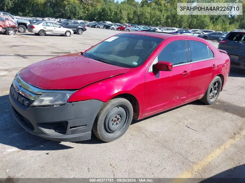 2010 Ford Fusion Se VIN: 3FAHP0HA4AR226710 Lot: 40371781