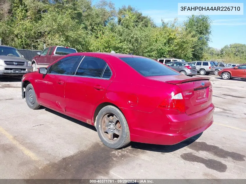 2010 Ford Fusion Se VIN: 3FAHP0HA4AR226710 Lot: 40371781