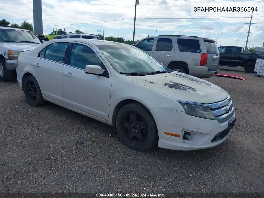 2010 Ford Fusion Se VIN: 3FAHP0HA4AR366594 Lot: 40388156