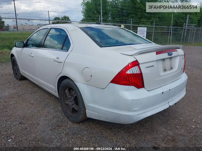 2010 Ford Fusion Se VIN: 3FAHP0HA4AR366594 Lot: 40388156