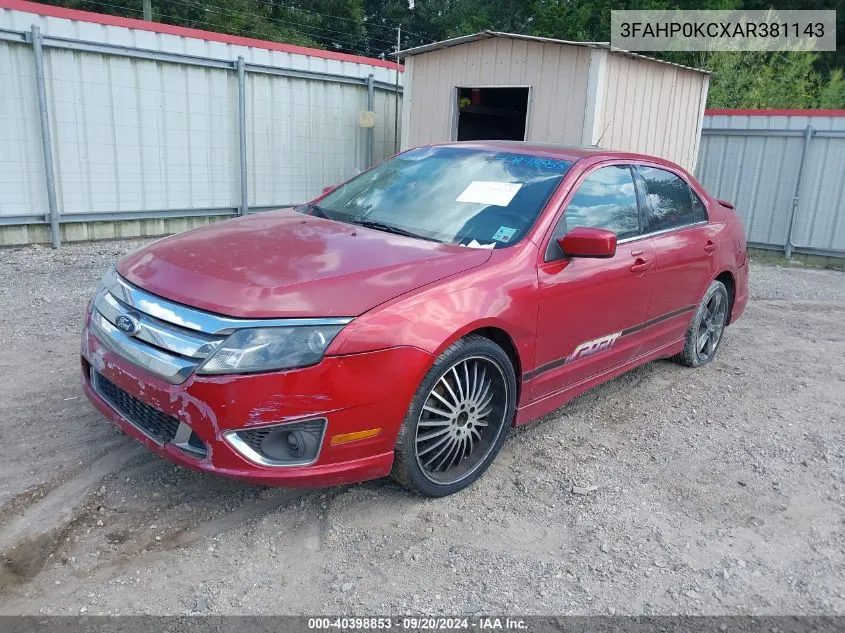 2010 Ford Fusion Sport VIN: 3FAHP0KCXAR381143 Lot: 40398853