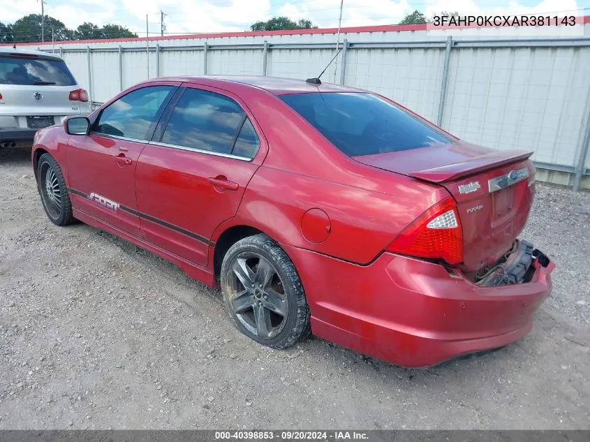 2010 Ford Fusion Sport VIN: 3FAHP0KCXAR381143 Lot: 40398853