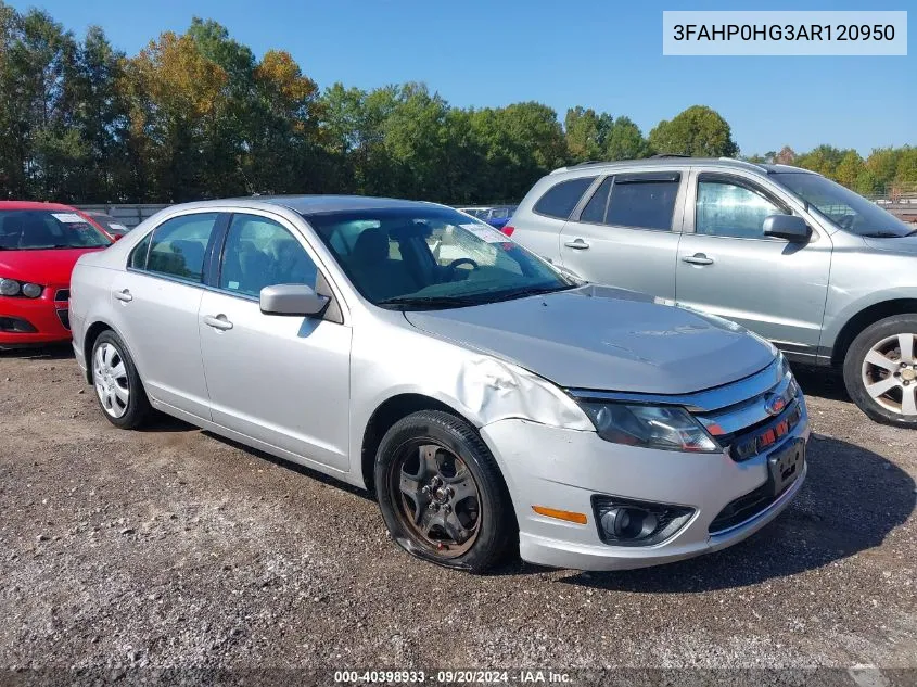 2010 Ford Fusion Se VIN: 3FAHP0HG3AR120950 Lot: 40398933