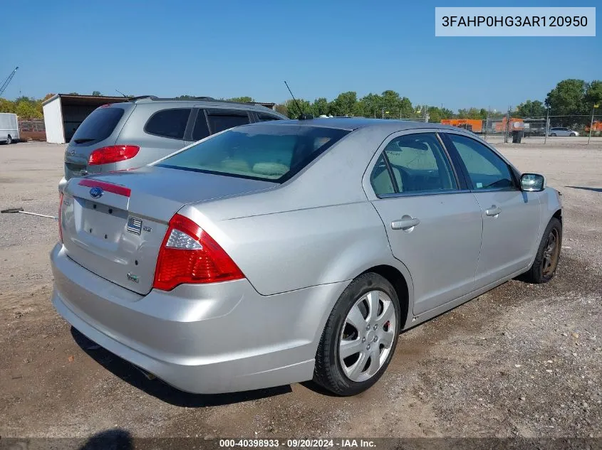 2010 Ford Fusion Se VIN: 3FAHP0HG3AR120950 Lot: 40398933