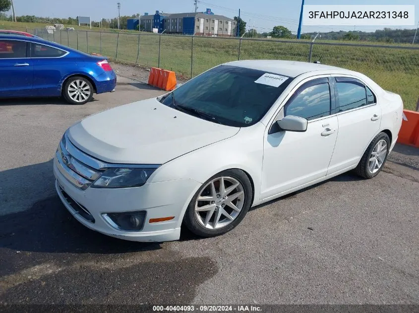 2010 Ford Fusion Sel VIN: 3FAHP0JA2AR231348 Lot: 40404093