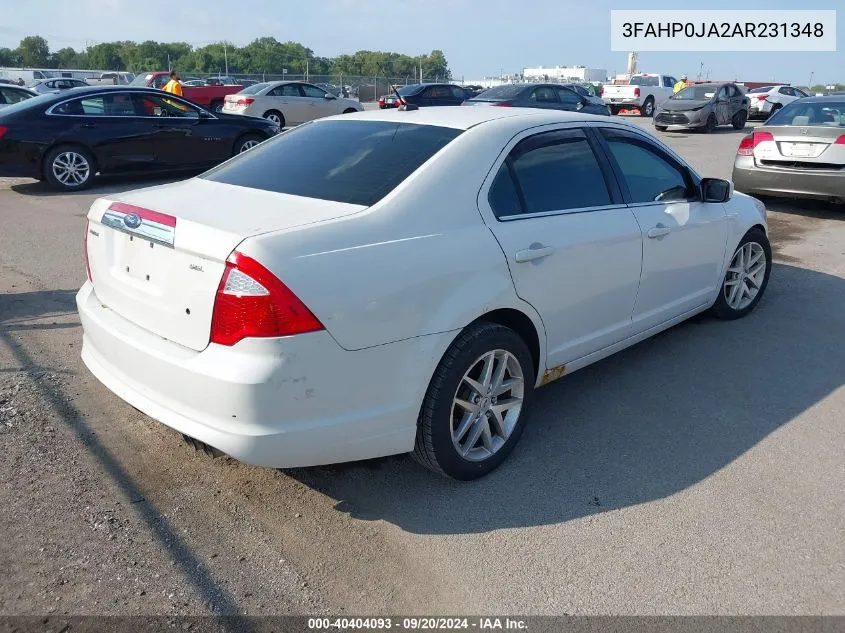 2010 Ford Fusion Sel VIN: 3FAHP0JA2AR231348 Lot: 40404093