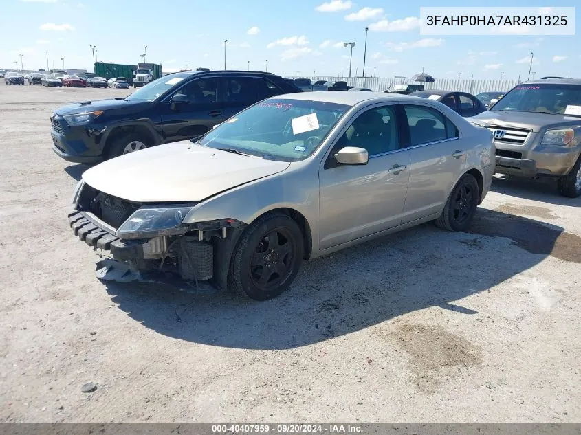 2010 Ford Fusion Se VIN: 3FAHP0HA7AR431325 Lot: 40407959