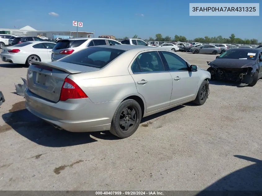 2010 Ford Fusion Se VIN: 3FAHP0HA7AR431325 Lot: 40407959