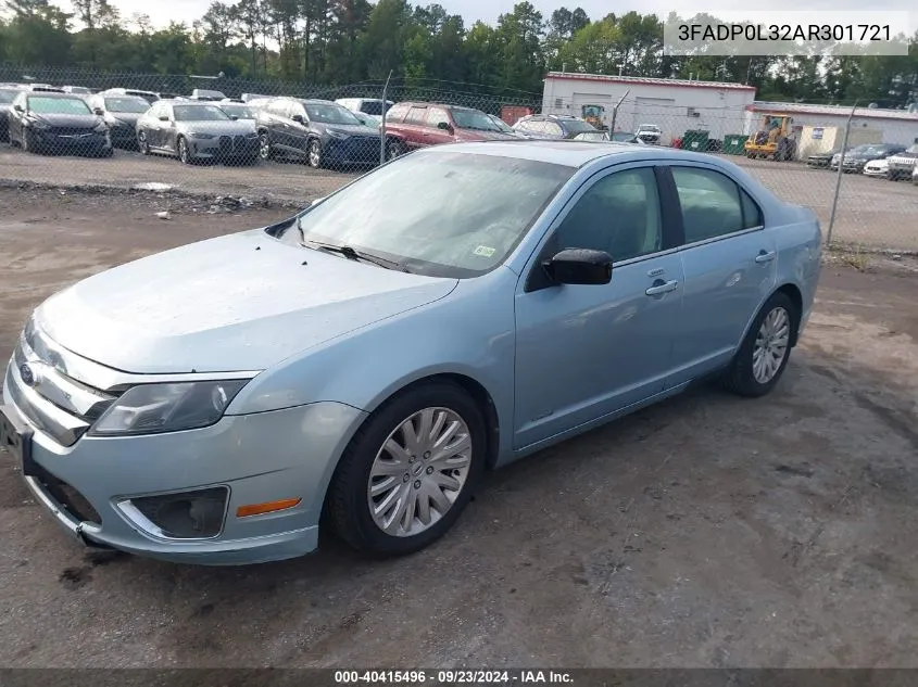 2010 Ford Fusion Hybrid Hybrid VIN: 3FADP0L32AR301721 Lot: 40415496