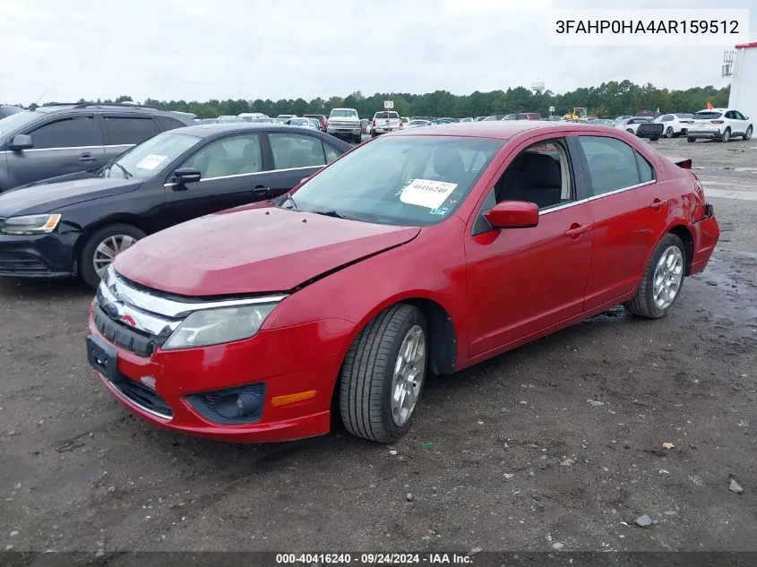 2010 Ford Fusion Se VIN: 3FAHP0HA4AR159512 Lot: 40416240