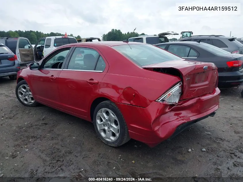 2010 Ford Fusion Se VIN: 3FAHP0HA4AR159512 Lot: 40416240