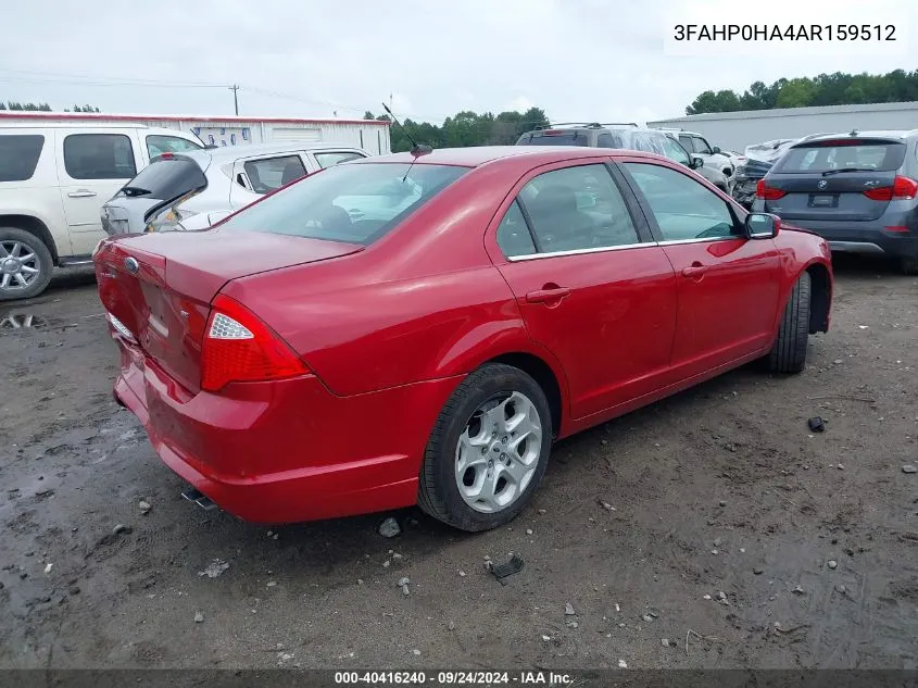 2010 Ford Fusion Se VIN: 3FAHP0HA4AR159512 Lot: 40416240