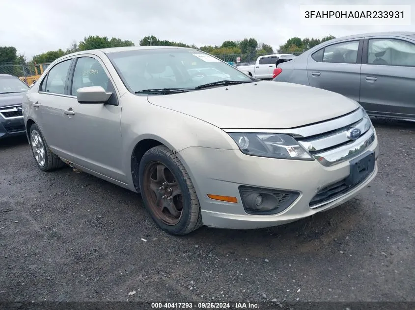 2010 Ford Fusion Se VIN: 3FAHP0HA0AR233931 Lot: 40417293