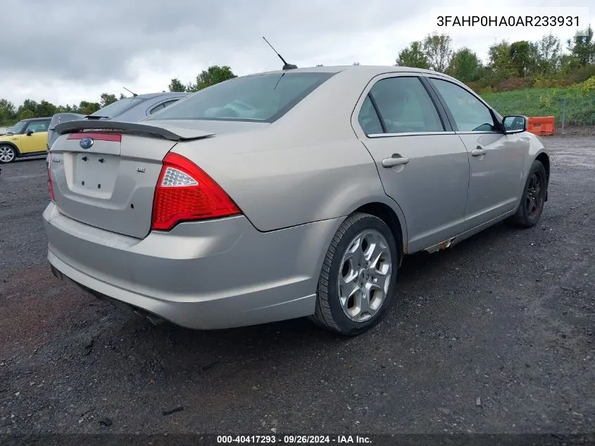 2010 Ford Fusion Se VIN: 3FAHP0HA0AR233931 Lot: 40417293