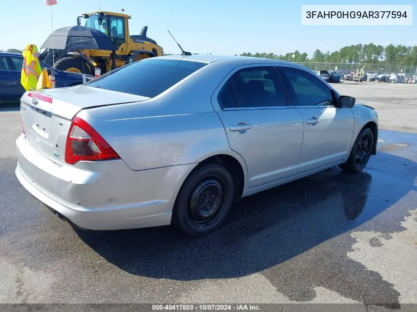 2010 Ford Fusion Se VIN: 3FAHP0HG9AR377594 Lot: 40417803