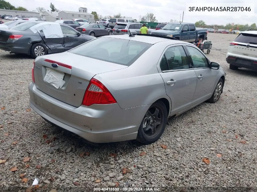 2010 Ford Fusion Se VIN: 3FAHP0HA5AR287046 Lot: 40418598