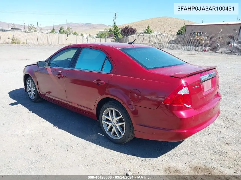 2010 Ford Fusion Sel VIN: 3FAHP0JA3AR100431 Lot: 40428306