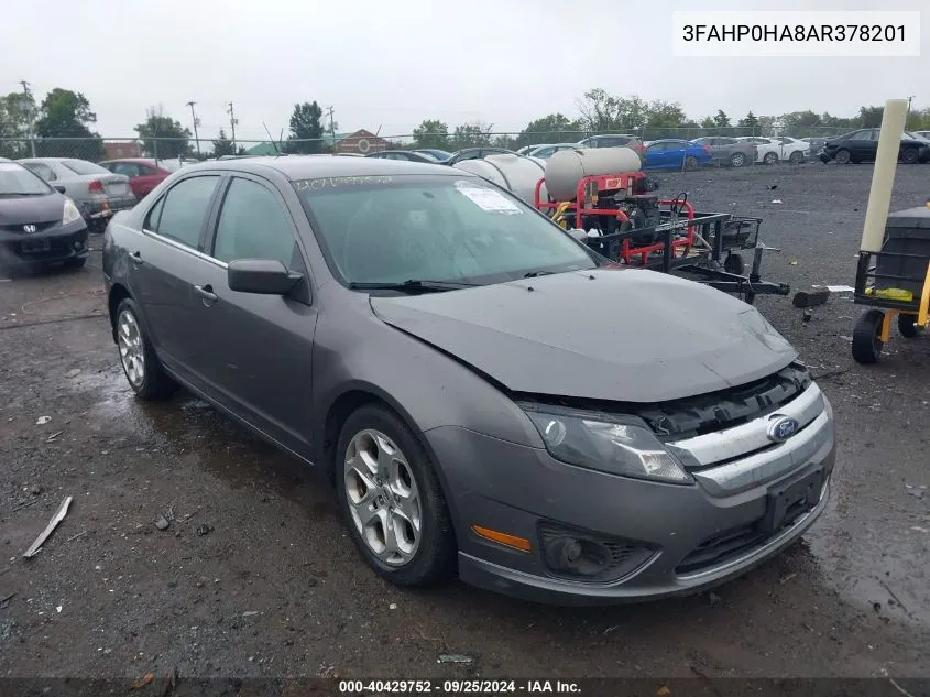 2010 Ford Fusion Se VIN: 3FAHP0HA8AR378201 Lot: 40429752