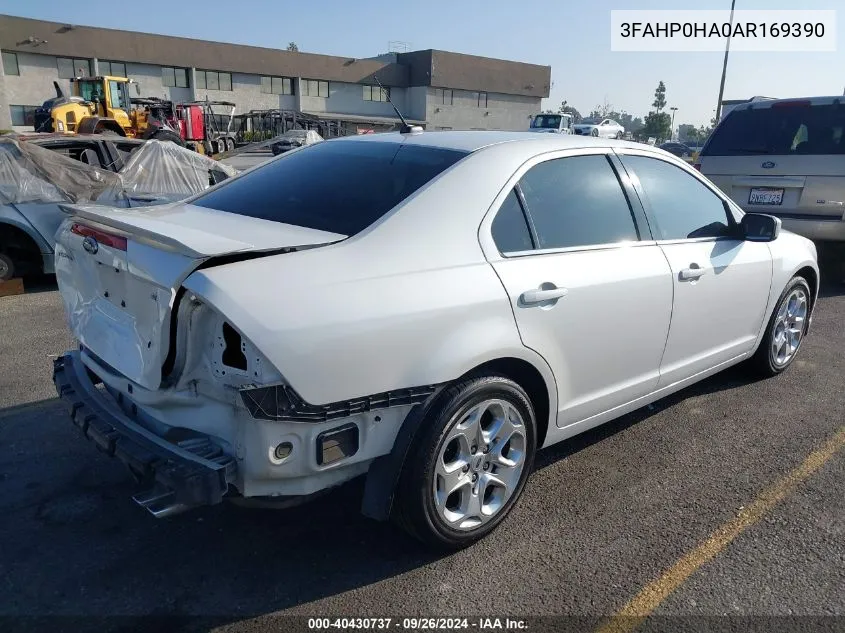 2010 Ford Fusion Se VIN: 3FAHP0HA0AR169390 Lot: 40430737