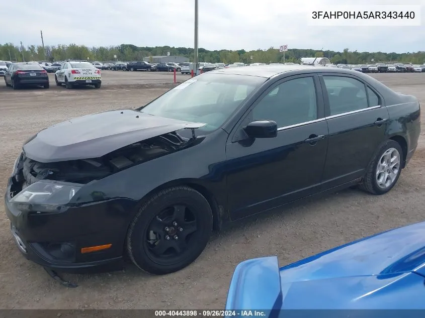 2010 Ford Fusion Se VIN: 3FAHP0HA5AR343440 Lot: 40443898