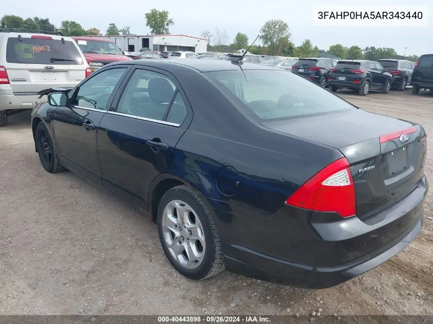 2010 Ford Fusion Se VIN: 3FAHP0HA5AR343440 Lot: 40443898