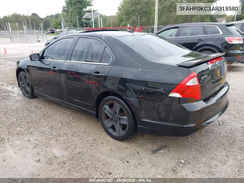 2010 Ford Fusion Sport VIN: 3FAHP0KC3AR318580 Lot: 40447427