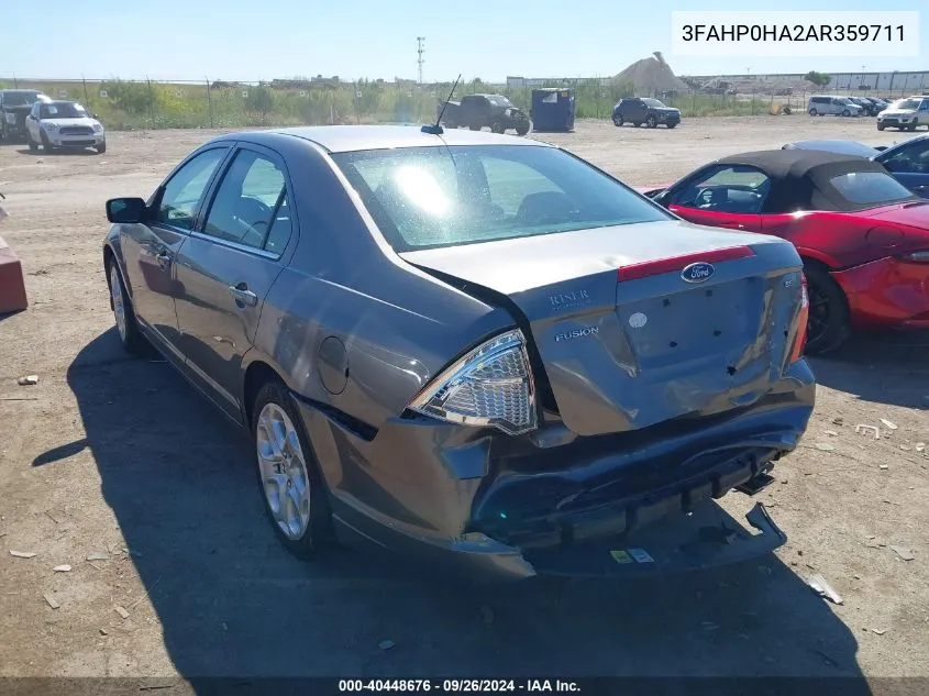 2010 Ford Fusion Se VIN: 3FAHP0HA2AR359711 Lot: 40448676